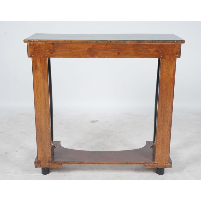 Wood Glorya Kaufman Estate, Empire Revival Console Table Ebonized Columns & Brass Mounts 20th C. For Sale - Image 7 of 7