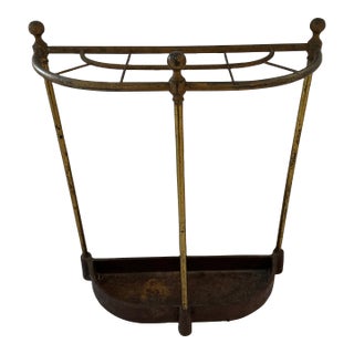 Vintage Brass Umbrella Stand For Sale