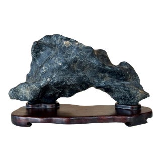 Chinese Lingbi Scholar Stone Arched Form on Display Stand For Sale