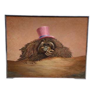 Humorous Surrealistic Figural Oil on Canvas For Sale