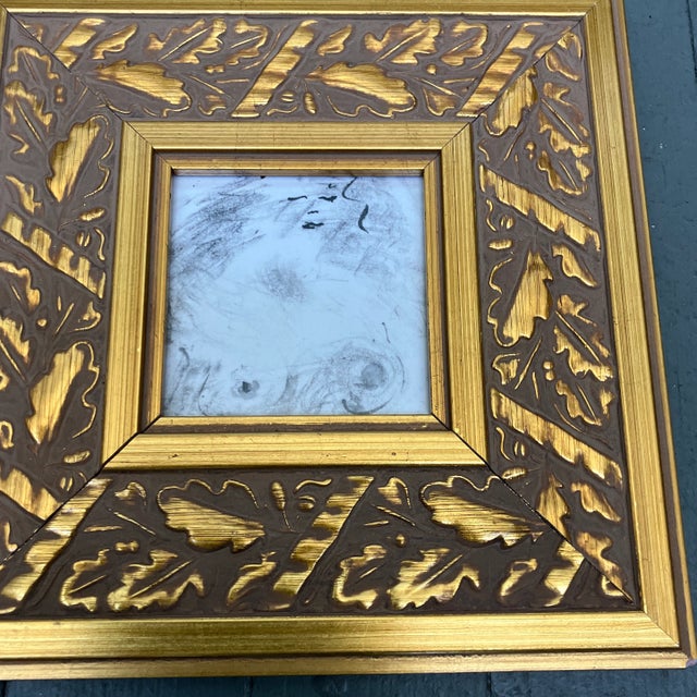 Original 4 x 4 painting on paper Overall size with frame is 9.5 x 9.5