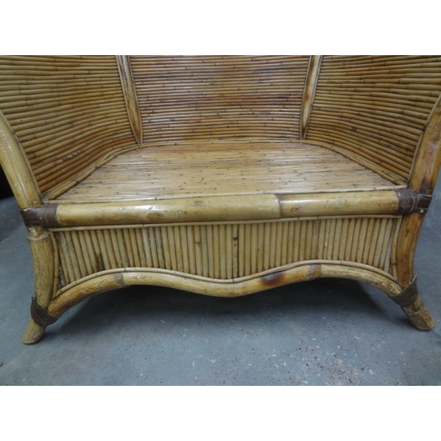 Tan 1970s Pair of Italian Vivai Del Sud Pencil Reed Lounge Chairs For Sale - Image 8 of 12