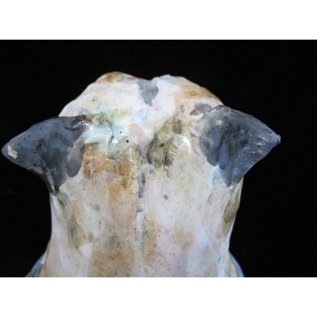 Late 20th Century Pug Dog With Blue Harness Studio Pottery Sculpture Statue Signed Kaj For Sale - Image 5 of 15