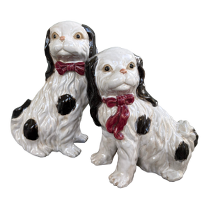 Pair of Vintage Staffordshire-Style Cavalier King Charles Spaniel Mantel Dogs