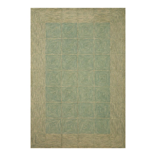 Chris Loves Julia x LoloiFrancis Green / Natural 7'-9" x 9'-9" Area Rug For Sale