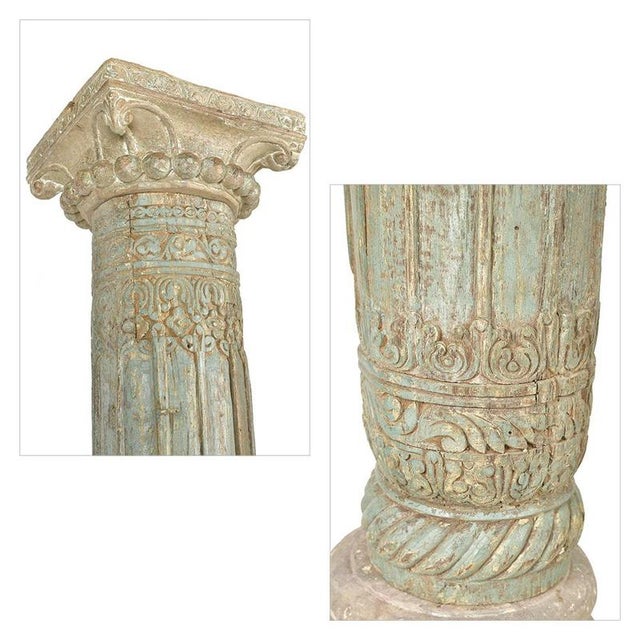 Carved Columns in Wood and Stone, Set of 4 For Sale - Image 6 of 9