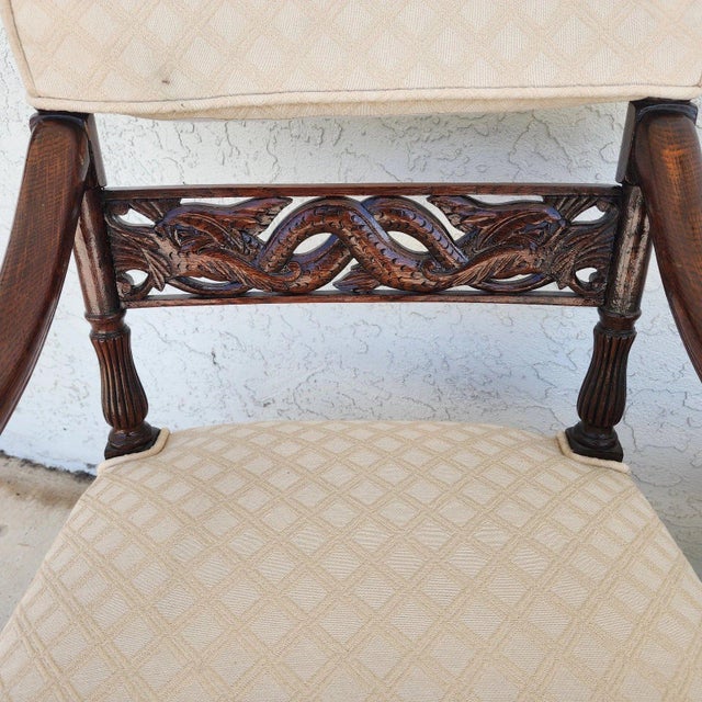 Chinoiserie Chinoiserie Foo Dog Armchairs Pair Mid Century For Sale - Image 3 of 18