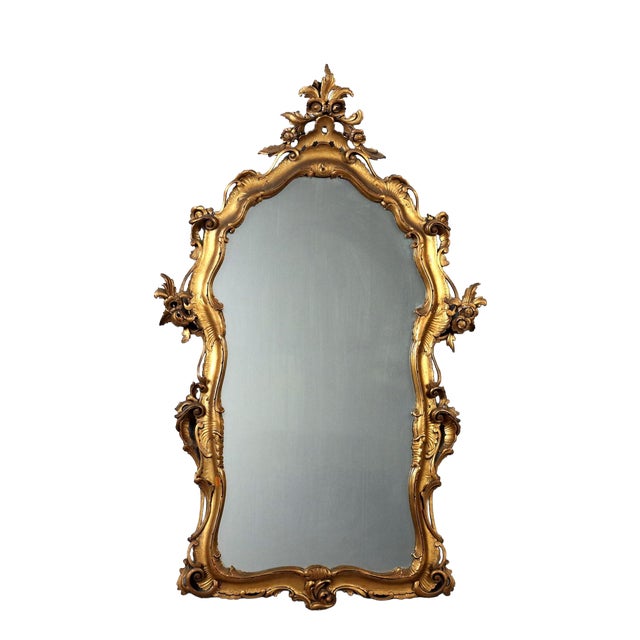 Baroque Style Mirror in Gilded Wood For Sale