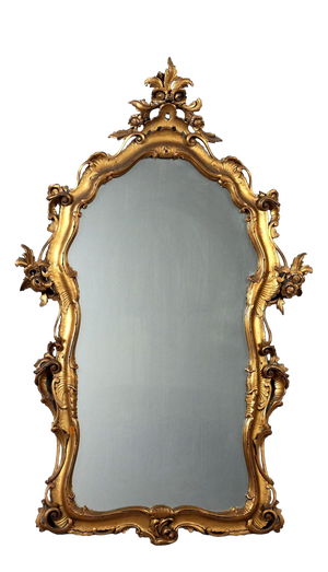 Baroque Style Mirror in Gilded Wood
