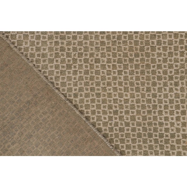 2010s Rug & Kilim’s Contemporary Rug in Beige-Brown and Green Geometric Pattern For Sale - Image 5 of 6