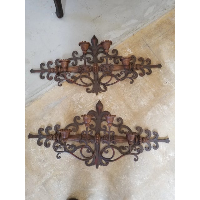 1970s Horizontal Iron Wall Sconces - A Pair For Sale - Image 12 of 12