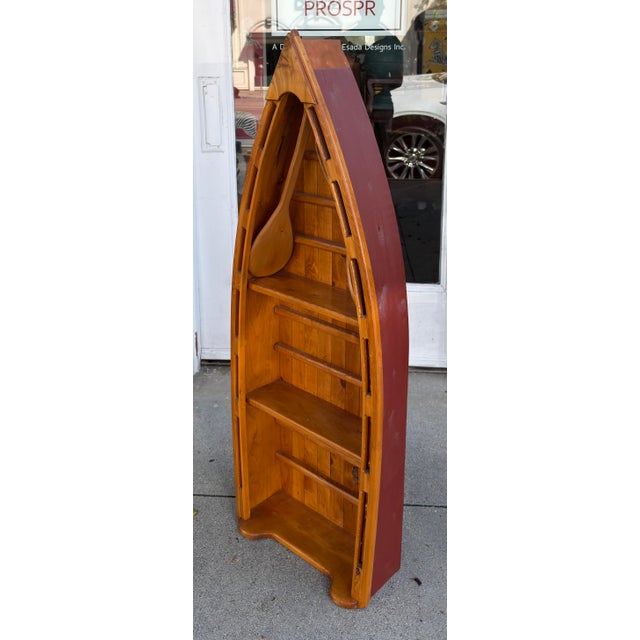 English Vintage English Boat Form Etagere Bookshelf Bookcase For Sale - Image 3 of 7