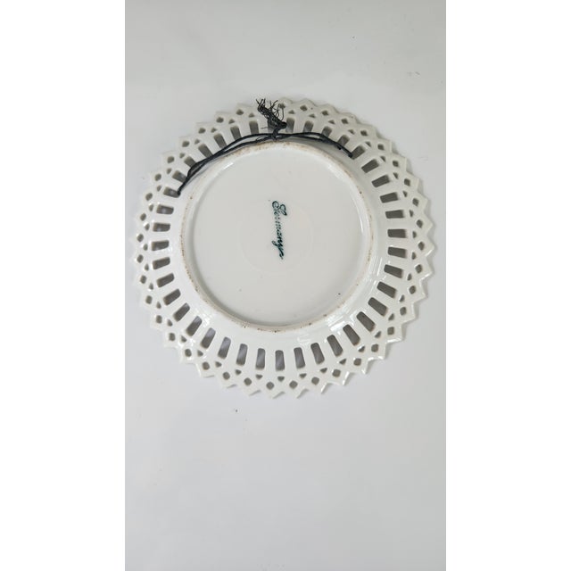 Pair of Vintage German Reticulated Porcelain Courting Couple Cabinet Plates For Sale - Image 12 of 16