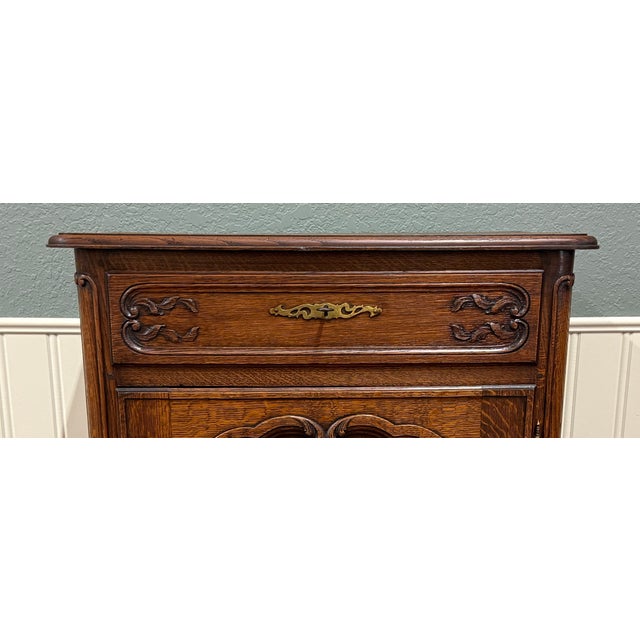 1930s Antique French Louis XV Style Cabinet Cupboard With Drawer Carved Oak C. 1920s For Sale - Image 5 of 18