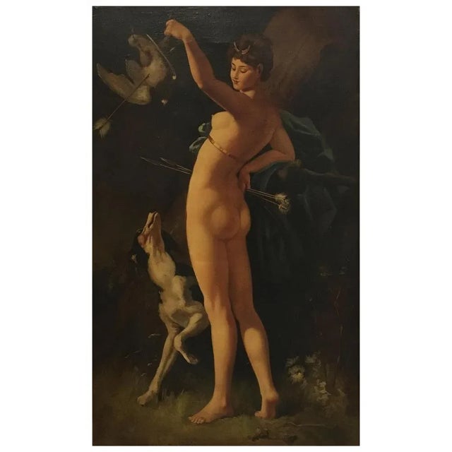 Diana the huntress - Ettore Frattini Italia 2002 - Oil on canvas cm.100x60. Gold leaf gilded wooden frame cm.117x79 The...