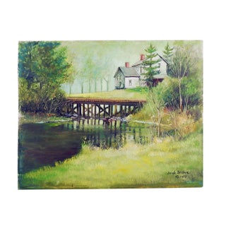 1980s Secluded Homestead Oil Painting For Sale