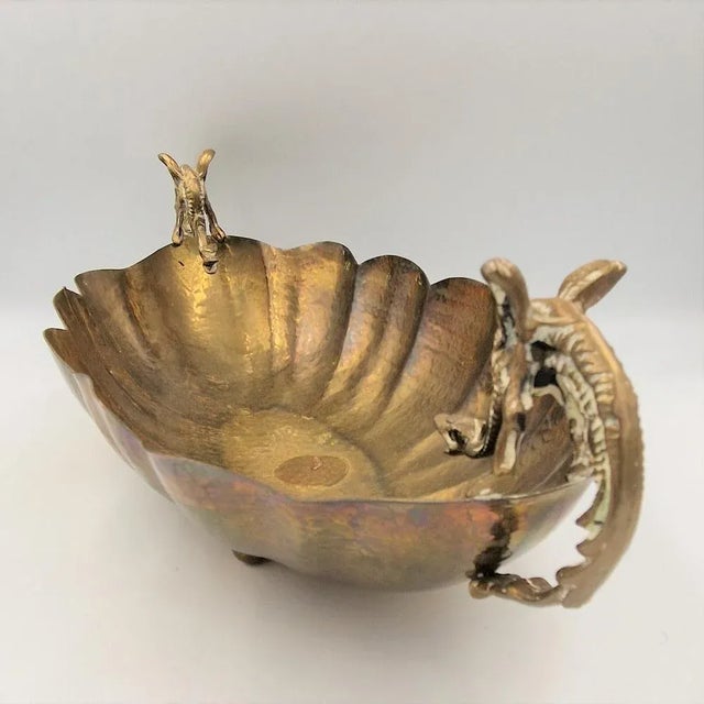 Metal Brass Bowl with Dragon-Shaped Handles, 1890s For Sale - Image 7 of 7