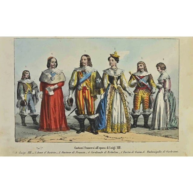 French costumes at the time of Louis XIII is a lithograph made by Auguste Wahlen in 1844. Hand colored. Good condition. At...