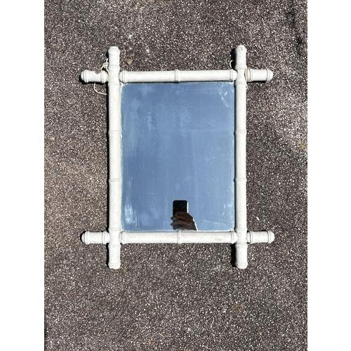 White Bamboo Mirror, France, 1930s For Sale - Image 12 of 13