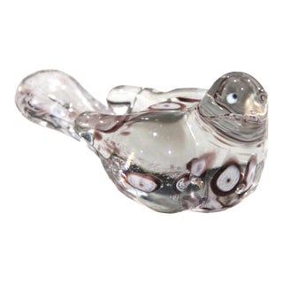 Vintage Mid Century Modern Art Glass Bird Paperweight Figurine For Sale