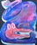 Cecilia Beaven Contemporary Abstract Pink & Blue Biomorphic Contorted Alligator Figure Painting, 21st Century For Sale