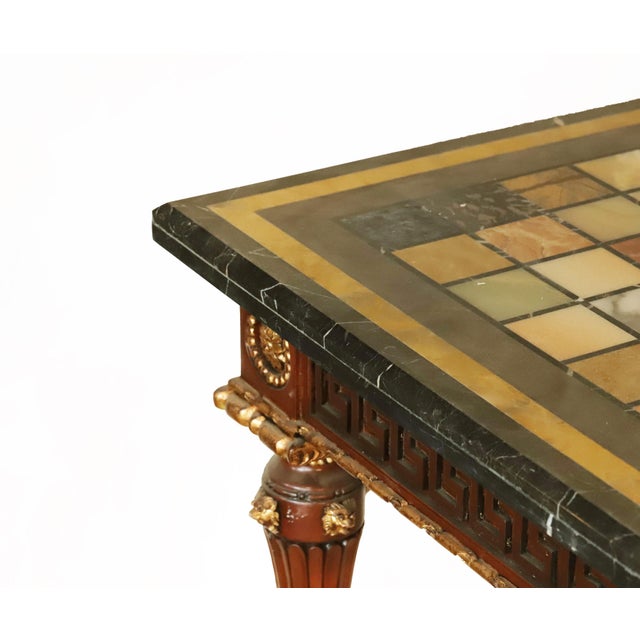 20th Century George III Style Side Table/Desk With Italian Marble/Semi-Precious Stone Specimen Chess Board Table Top For Sale - Image 12 of 13