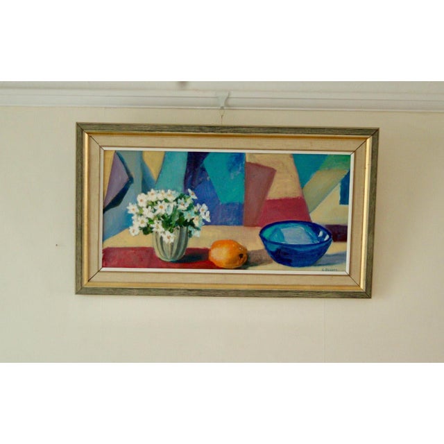 Original swedish oil on canvas – “stilleben” by hugo olsson – vintage & framed, 73 x 42 cm (28.7 x 16.5 in) a striking...