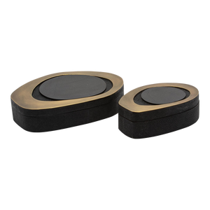 Set of 2 Boxes in Black Shell With Bronze Patina Brass by R&y Augousti