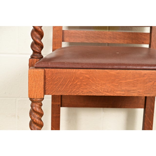 Brown Stickley Brothers Antique Mission Oak and Cane Arts & Crafts Armchair For Sale - Image 8 of 15