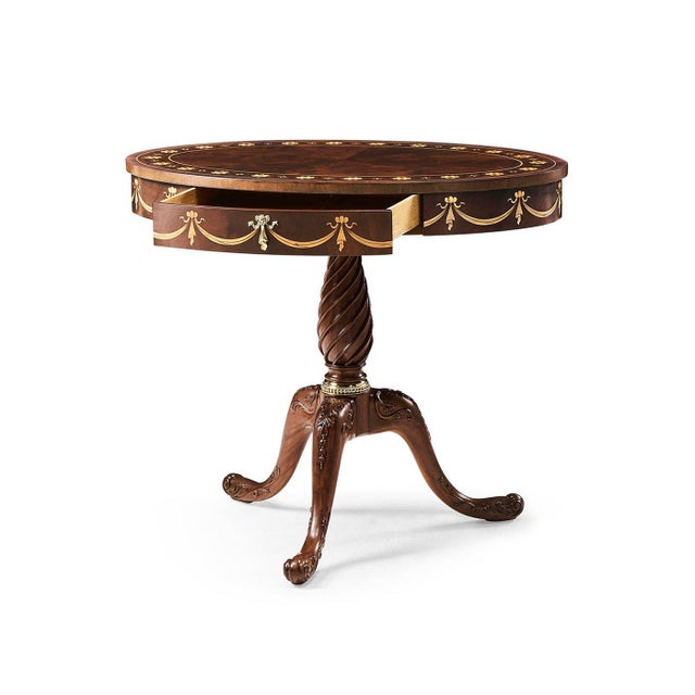 The Oval Side Table with Marquetry Drawers shows the elegance and style of early 19th-century English design. Its round...