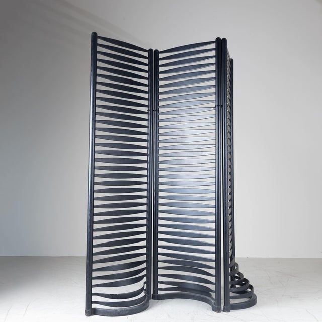 Wood Black Screen by Massimo Morozzi for Mazzei, 1986 For Sale - Image 7 of 13