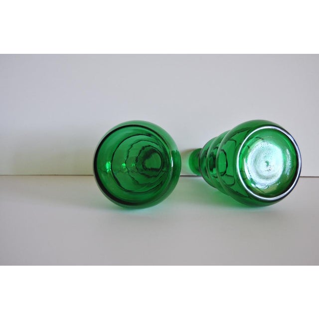 Green Glass Vases by Edvin Ollers for Limmareds Glasbruk, Sweden, 1940s, Set of 2 For Sale - Image 6 of 7