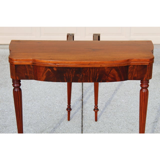 Chestnut Antique Early 20th-Century Flame Mahogany Gateleg Game Table or Desk For Sale - Image 8 of 18