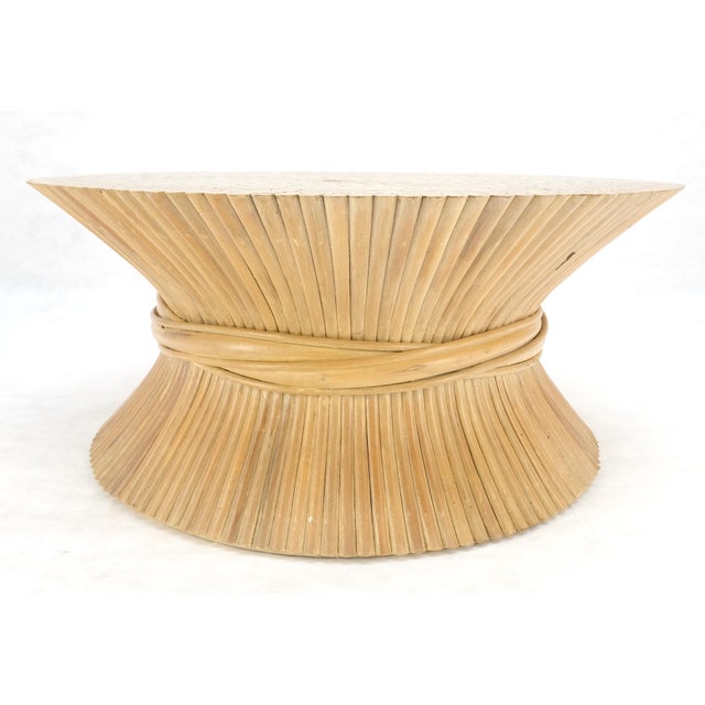 Sheaf of "Wheat" Style 36" Round c1970s Mid Century Modern Coffee Table MINT