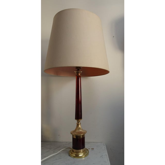 Empire Neoclassical Bronze and Bakelite Table Lamp, 1970s, in Good conditions. Designed 1970 to 1979 European Plug (up to...