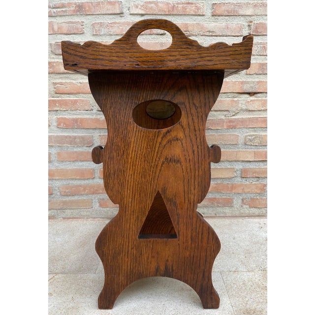 Early 20th Century French Hand-Carved Oak Trolley Bar, 1920s For Sale - Image 12 of 18