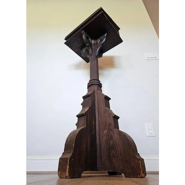 Large Antique Gothic Revival Carved Oak Church Altar For Sale - Image 10 of 13