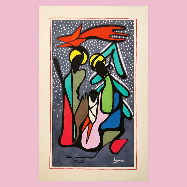 "The Nativity" vintage mixed media art Artwork title: The Holy Family under the Star of Bethlehem Period: Circa 1960–1970...