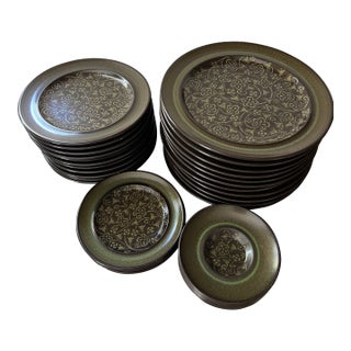 Early 21st Century Franciscan Green Plates - Set of 30 For Sale