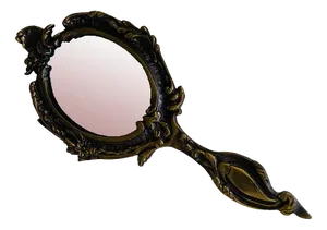 Vintage Vanity Hand Mirror in Brass with Beveled Edges
