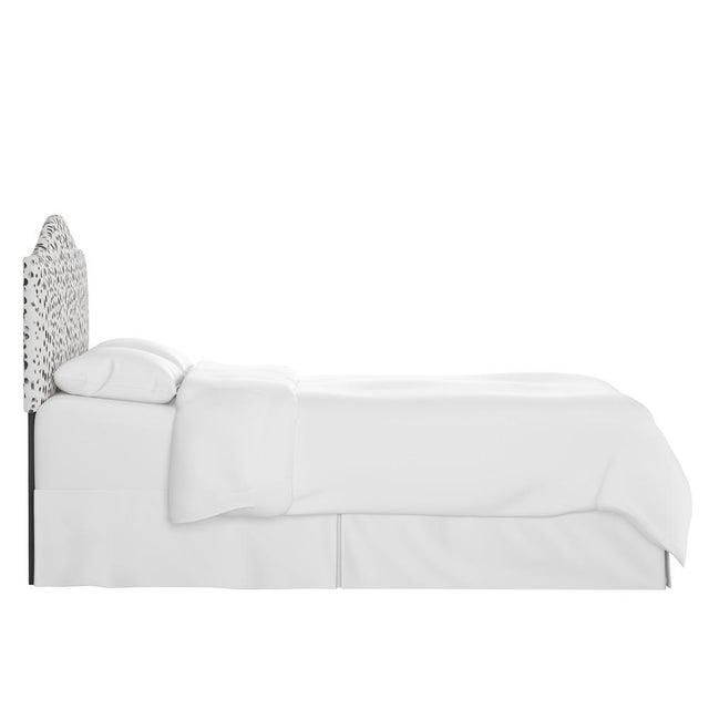 Contemporary Full Camelback Headboard in Linen Leopard Ink For Sale - Image 3 of 6