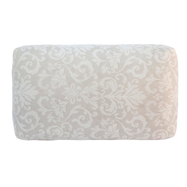 Late 20th Century Late 20th Century Large Ottoman/Pouf – Romo Italian Woven Linen, New Upholstery For Sale - Image 5 of 7