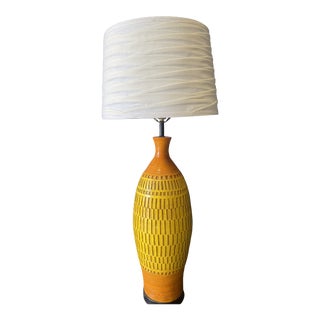 Mid Century Modern Large Yellow Table Lamp For Sale