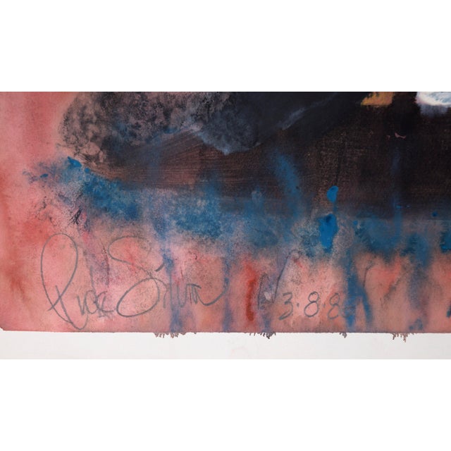 Pink Abstract Expressionist Self Portrait in in Acrylic and Pastel on Paper by Ricardo De Silva For Sale - Image 8 of 9