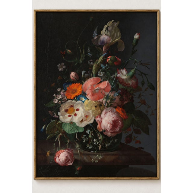 This vintage dark floral still life art print by Rachel Ruysch brings the sumptuous beauty of Dutch Old Master painting to...
