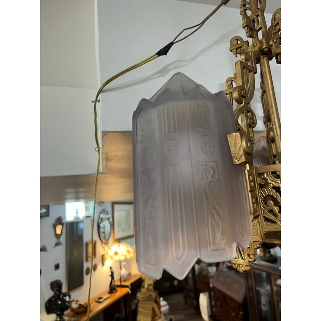 1932 Grande Dame of American Art Deco Lighting, Lincoln Chandelie For Sale - Image 10 of 10
