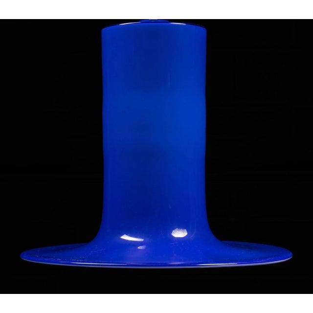 Vistosi Murano 1960s Mid-Century Modern Blue Lattimo Pendant Lamp by Alessandro Pianon for Vistosi For Sale - Image 4 of 8