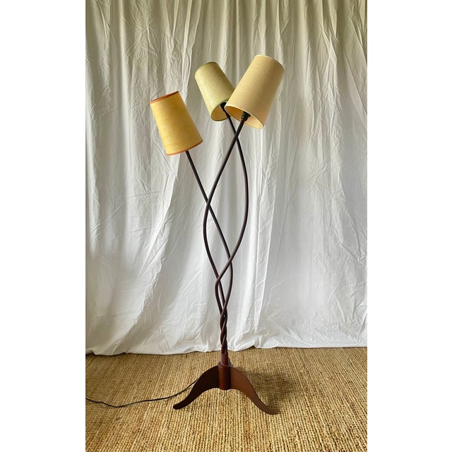 Handcrafted Tripod Floor Lamp in Wrought Iron by Studio Pescatore, 2000s For Sale - Image 4 of 14