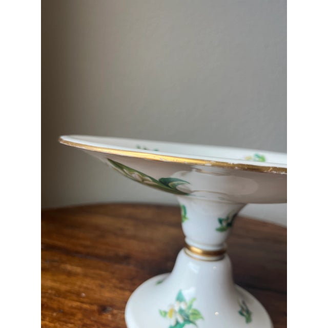 Late 20th Century Vintage Handpainted Jasmine Design Pedestal Compote For Sale - Image 5 of 7