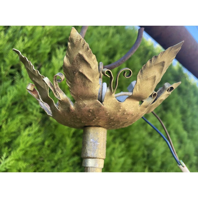 Metal Antique Brass, Copper, and Glass 5-Arm Chandelier, 1900s For Sale - Image 7 of 18